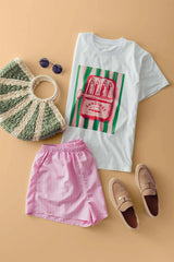 Sardine Striped Short Set - White/Pink