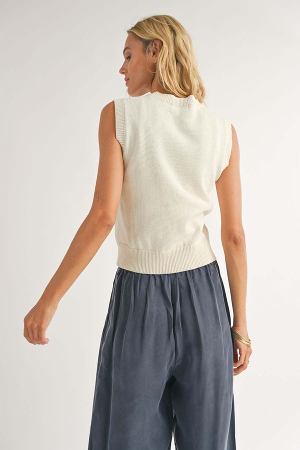 Americana Flag Sweater Tank - Ivory