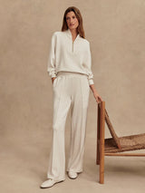 Varley: The Wide Leg Pant 30 | Ivory Marl