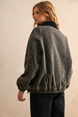 Leopard Bomber Jacket - Black