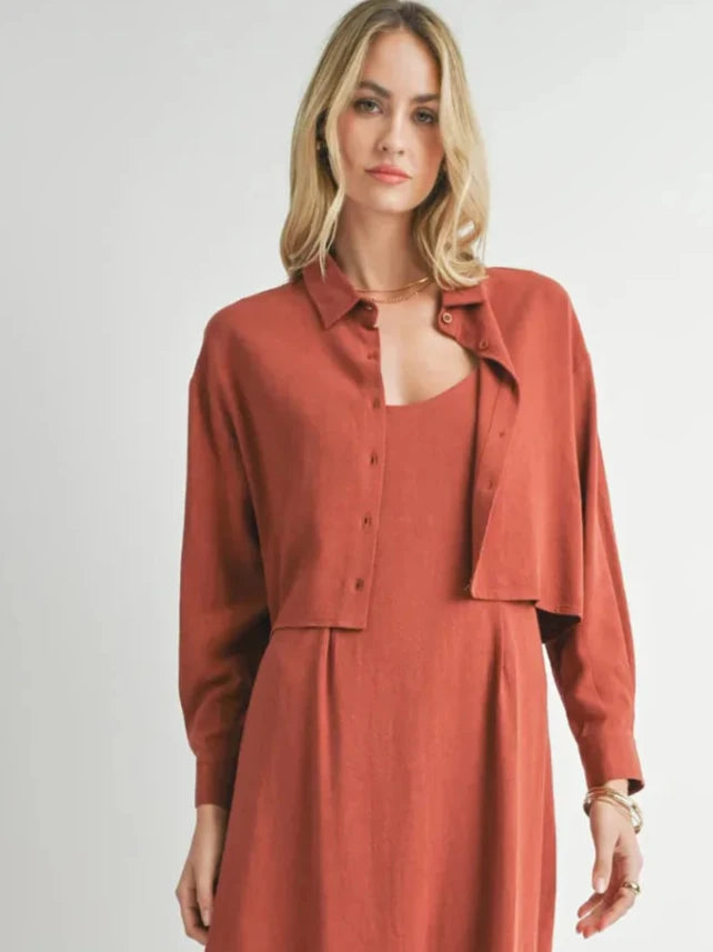 Sugarloaf Cropped Shirt - Marsala