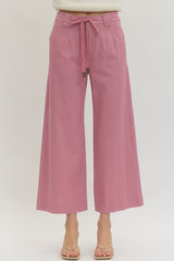 Brooke Wid-Leg Pants- Pink