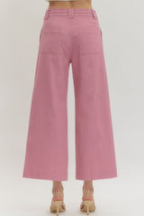 Brooke Wid-Leg Pants- Pink