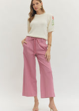 Brooke Wid-Leg Pants- Pink