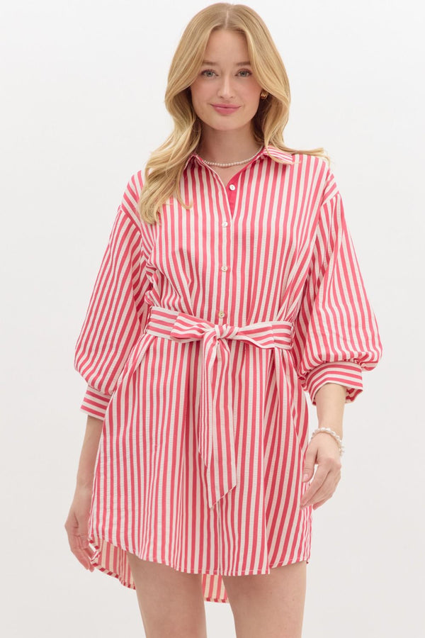 Willa Stripe Mini Dress - Pink