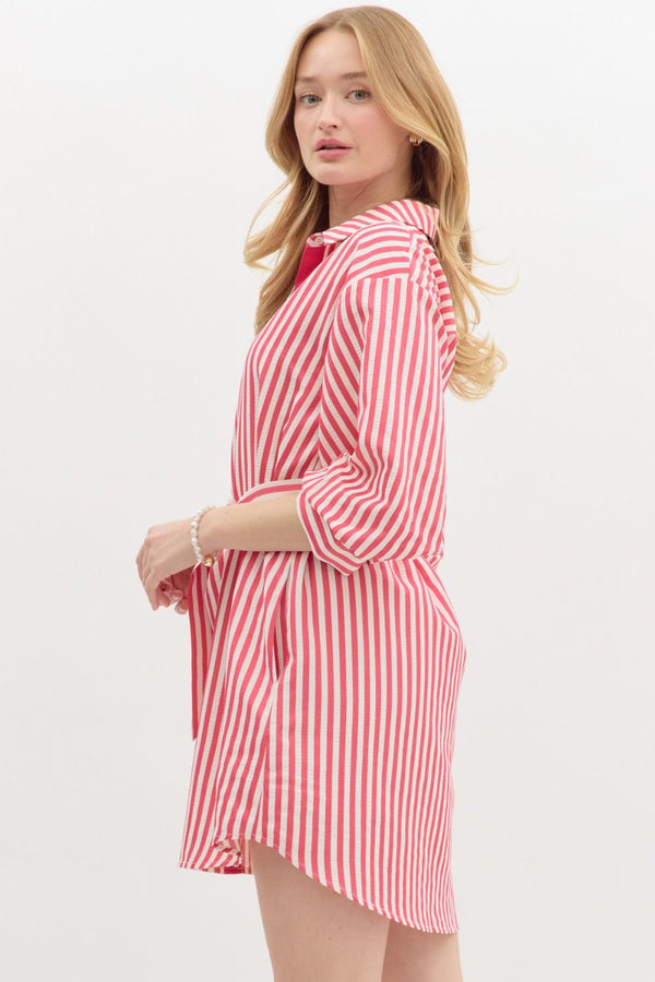Willa Stripe Mini Dress - Pink
