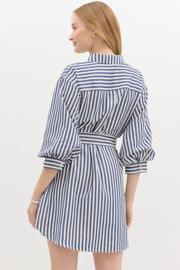 Willa Stripe Mini Dress - Navy