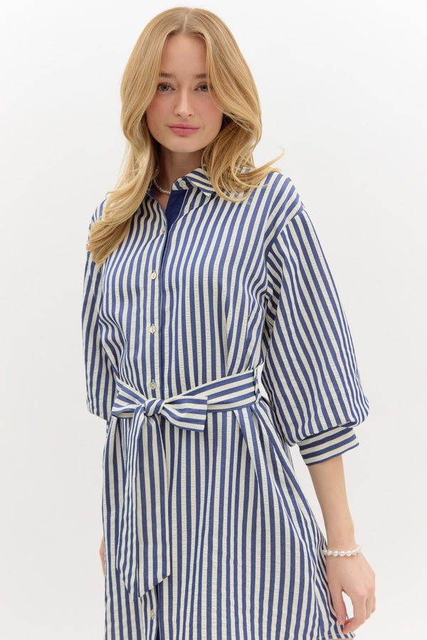 Willa Stripe Mini Dress - Navy
