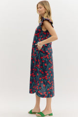 Sofia Summer Midi Dress - Navy