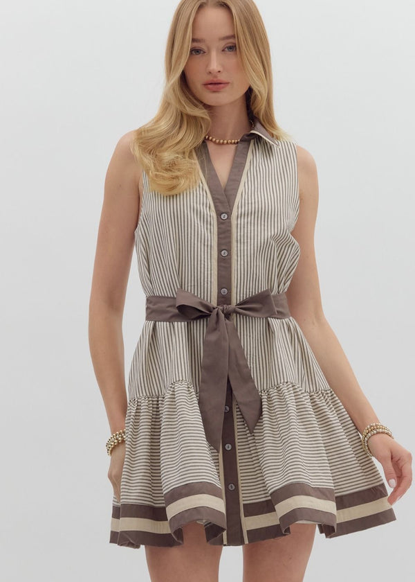 Mocha Mousse Mini Dress - Brown