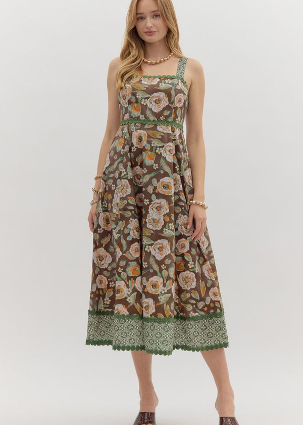 Jungle Midi Sundress - Brown