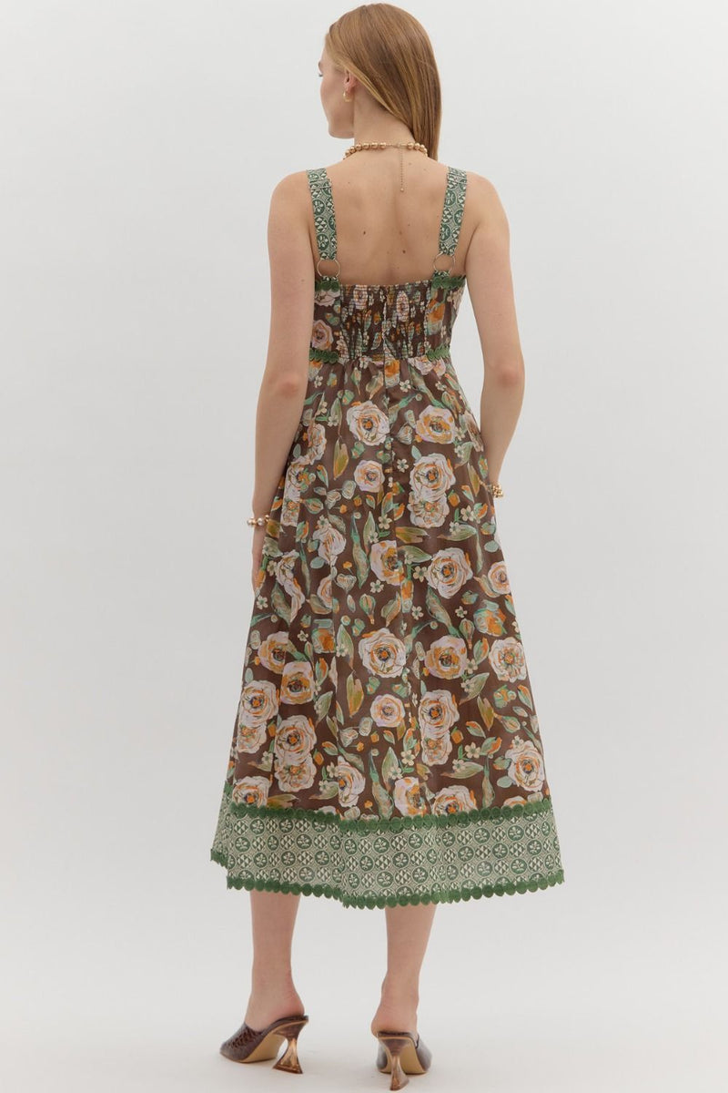 Jungle Midi Sundress - Brown
