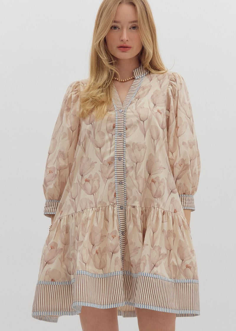 Sunset Loving Mini Dress - Ecru