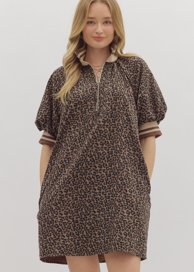 Roxie Leopard Dress - Mocha