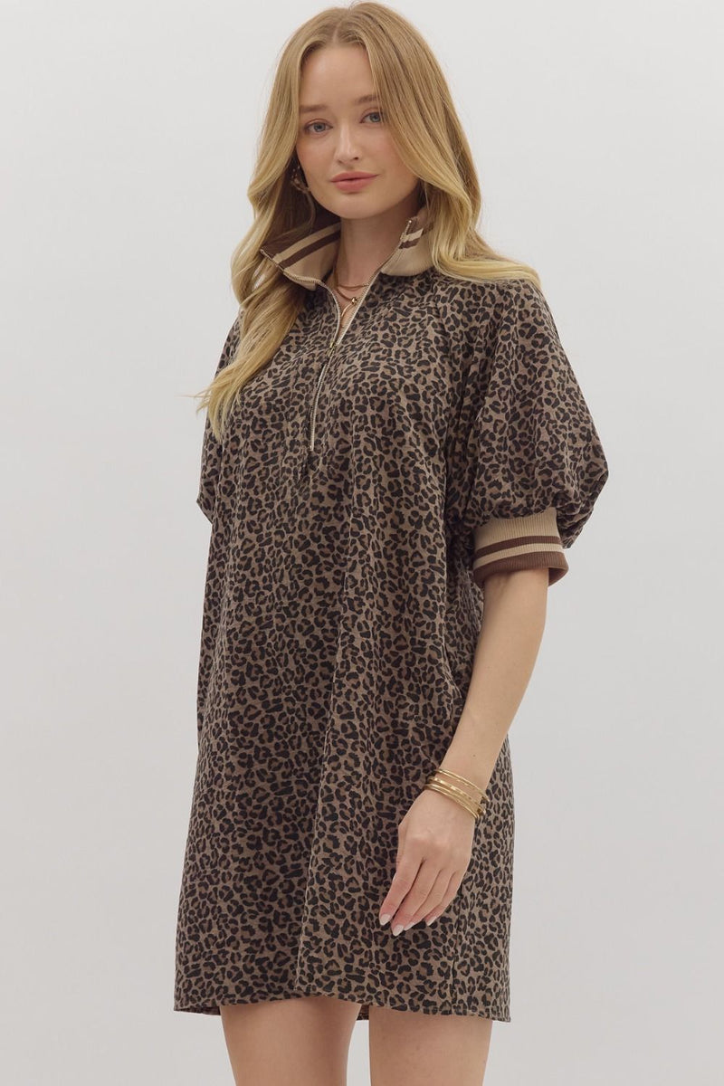 Roxie Leopard Dress - Mocha