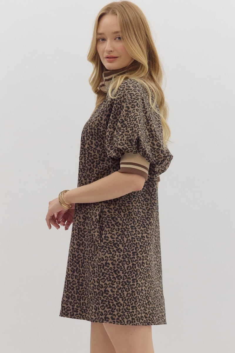 Roxie Leopard Dress - Mocha