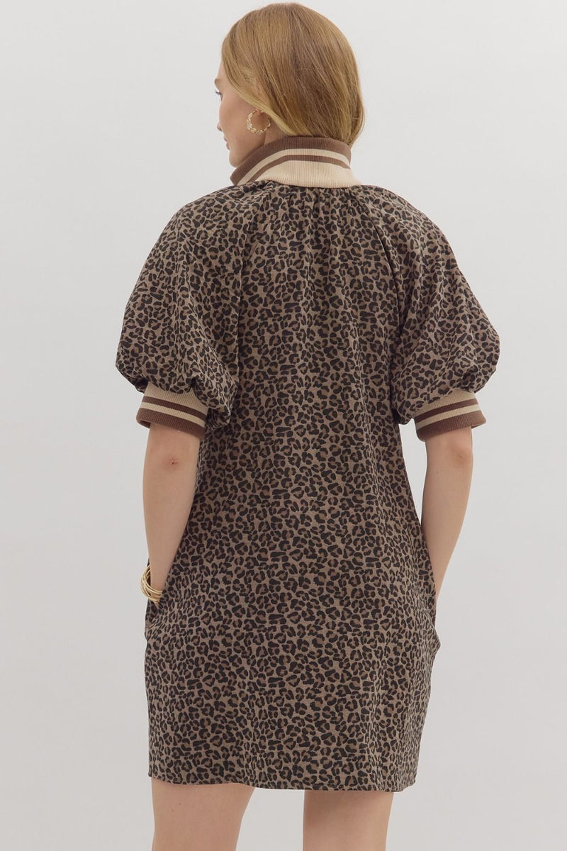 Roxie Leopard Dress - Mocha