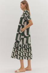 Cleo Midi Dress - Heather Green