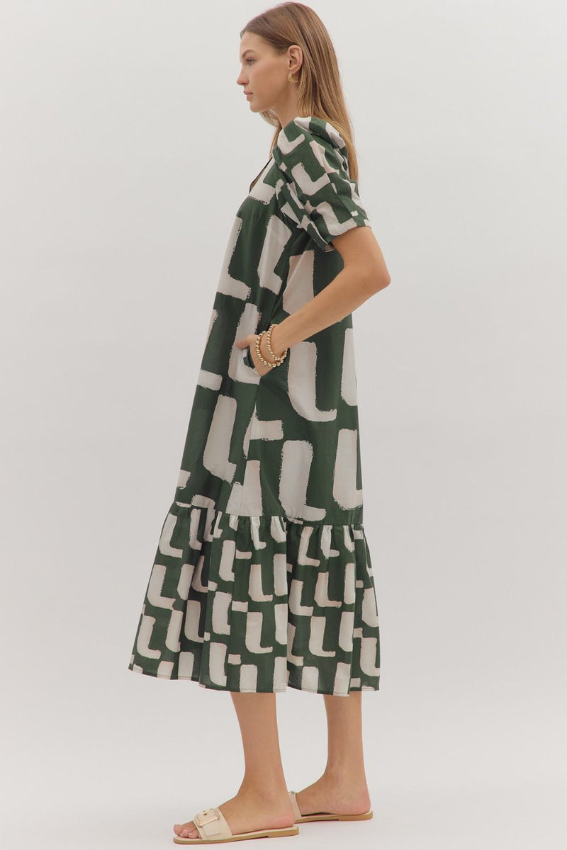 Cleo Midi Dress - Heather Green