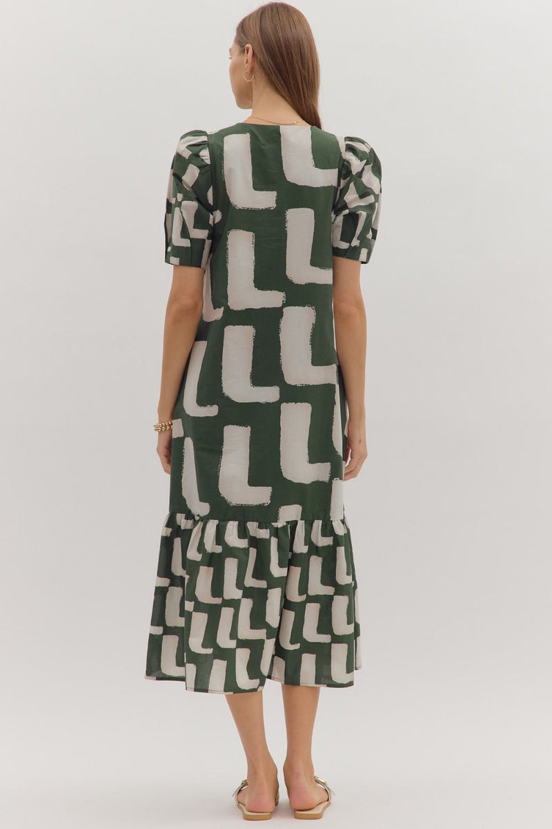 Cleo Midi Dress - Heather Green