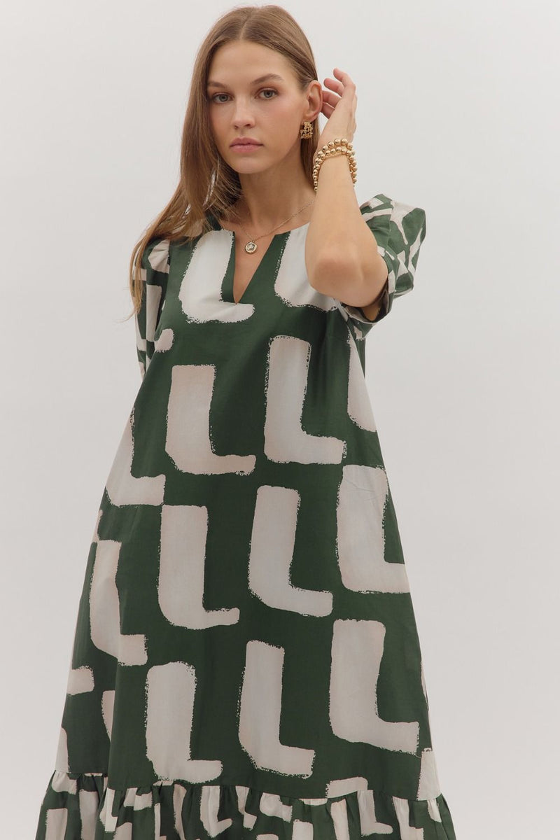 Cleo Midi Dress - Heather Green