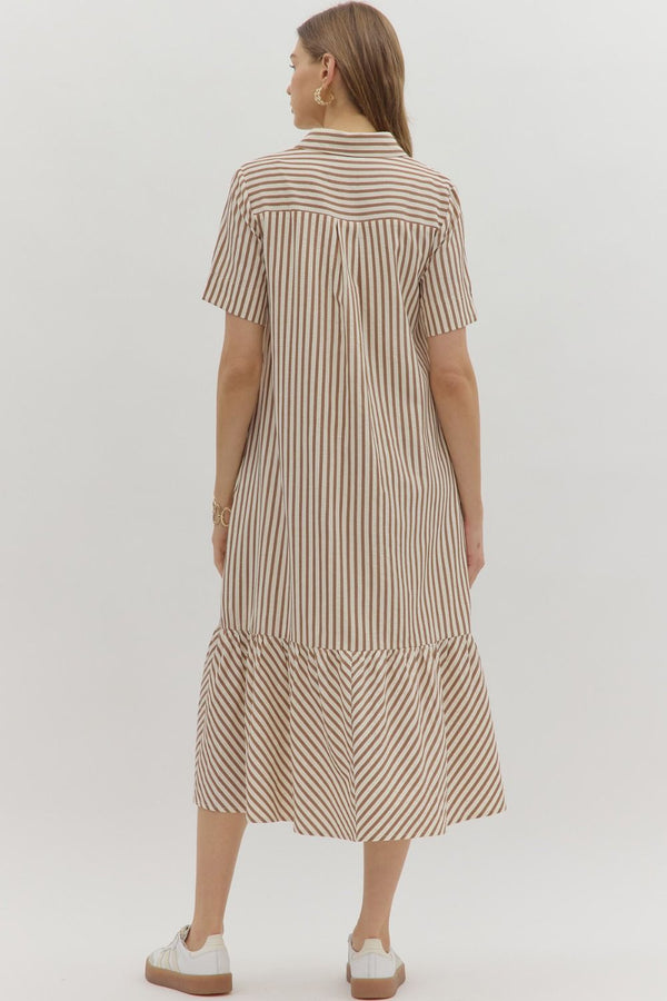 Avery Stripe Dress - Brown