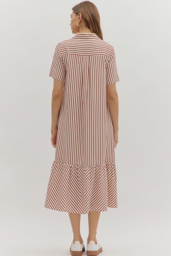 Avery Stripe Dress - Camel