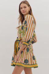 Piper Stripe Mini Dress - Caramel