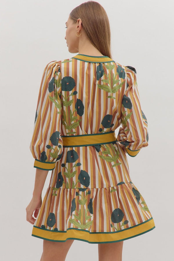 Piper Stripe Mini Dress - Caramel