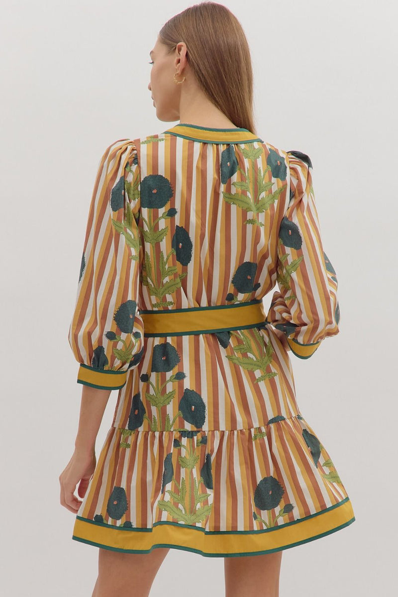 Piper Stripe Mini Dress - Caramel