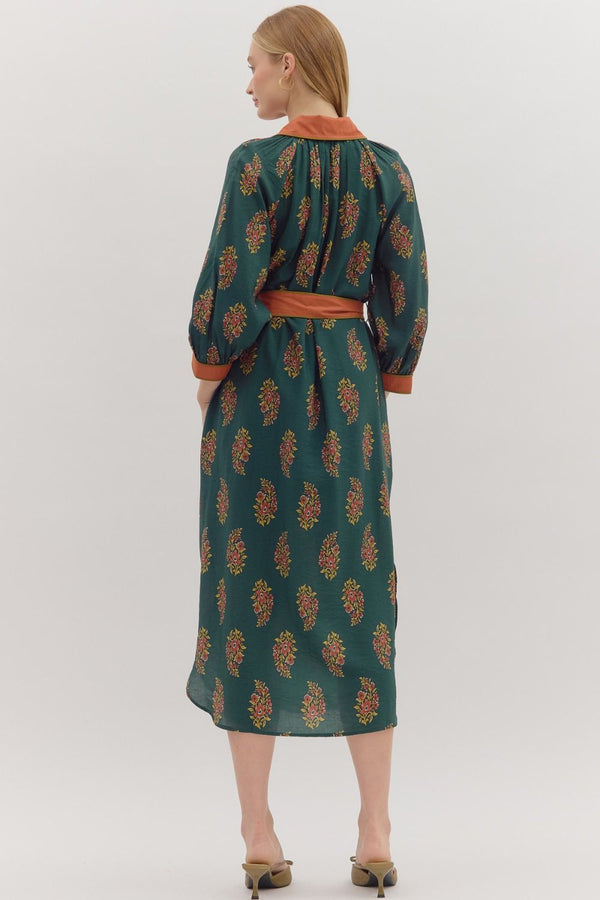 Botanical Garden Midi Dress - Green