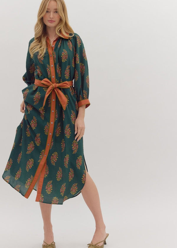 Botanical Garden Midi Dress - Green
