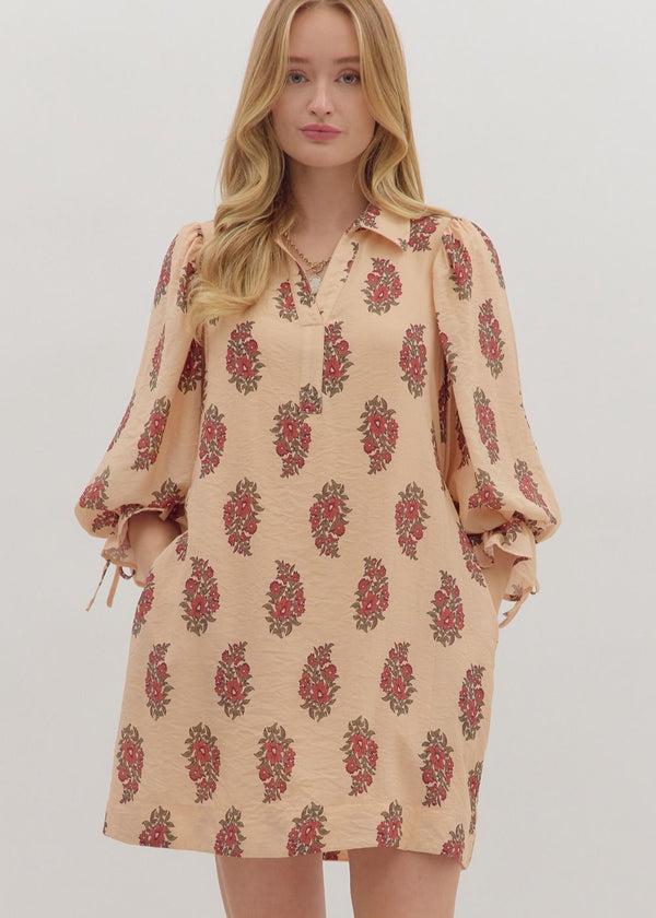 Esme Floral Mini Dress - Ecru