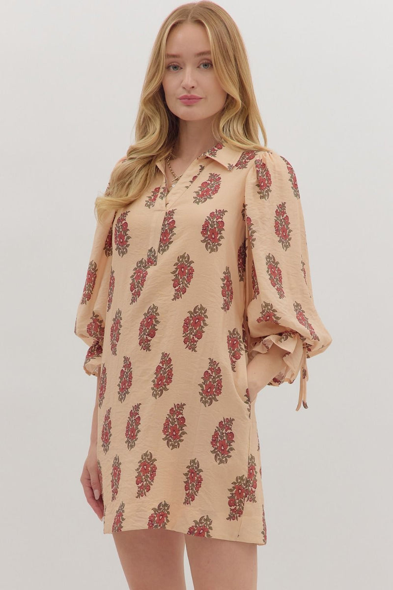 Esme Floral Mini Dress - Ecru