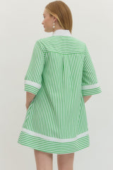 Cali Girl Mini Stripe Dress - Green