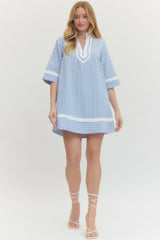 Cali Girl Mini Stripe Dress - Light Blue