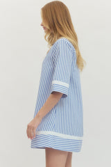 Cali Girl Mini Stripe Dress - Light Blue
