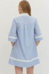 Cali Girl Mini Stripe Dress - Light Blue