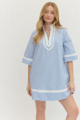 Cali Girl Mini Stripe Dress - Light Blue