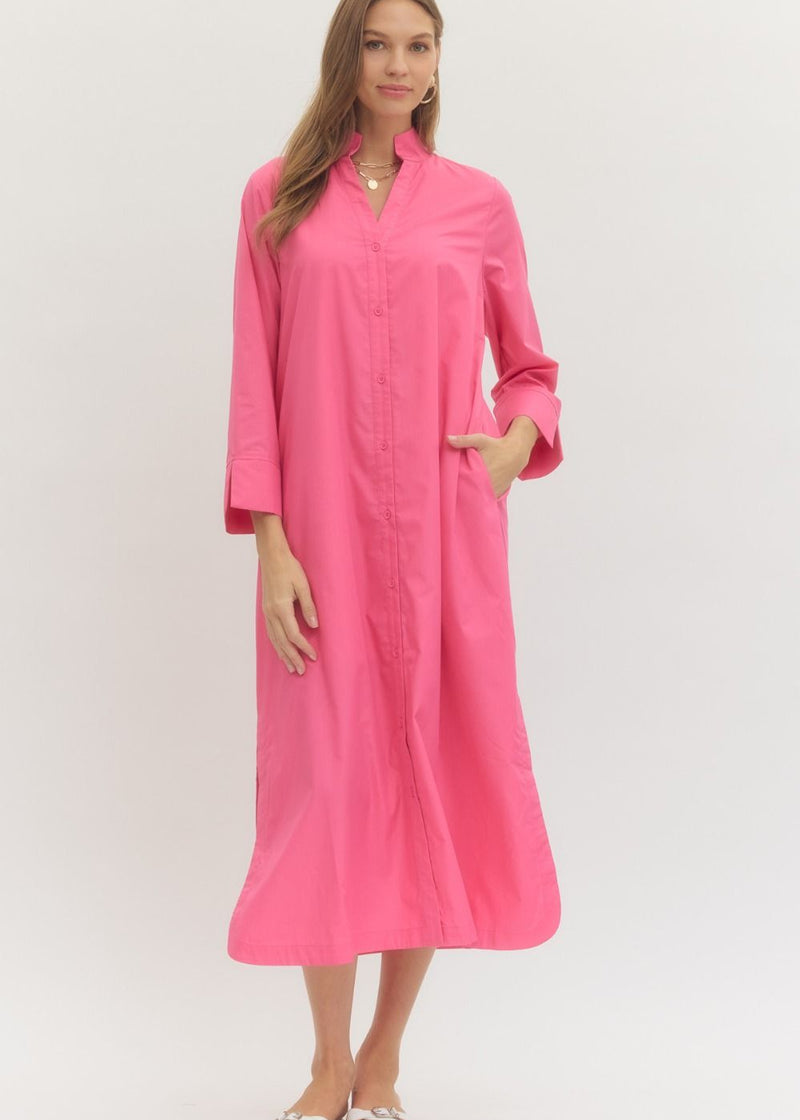 Nina Midi Dress- Pink – Ivy Lee Boutique