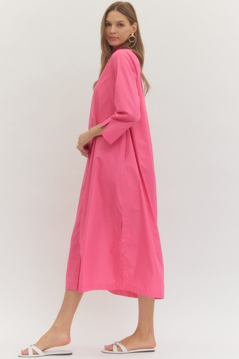Nina Midi Dress- Pink – Ivy Lee Boutique