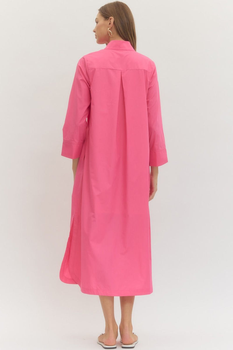 Nina Midi Dress- Pink – Ivy Lee Boutique