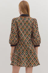 Geo Stand Collar Blouse - Black