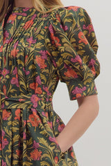 Gwen Botanical Mini Dress - Olive