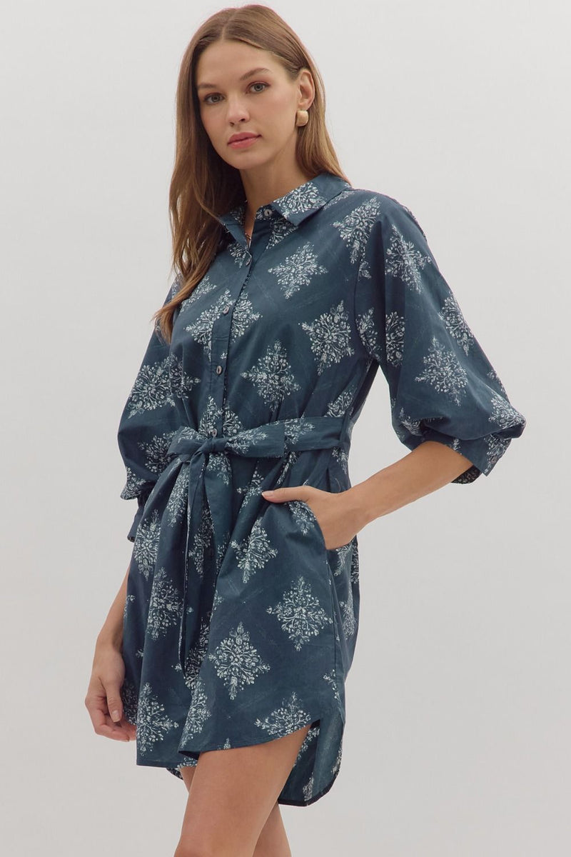 Lollie Tie Front Dress - Navy