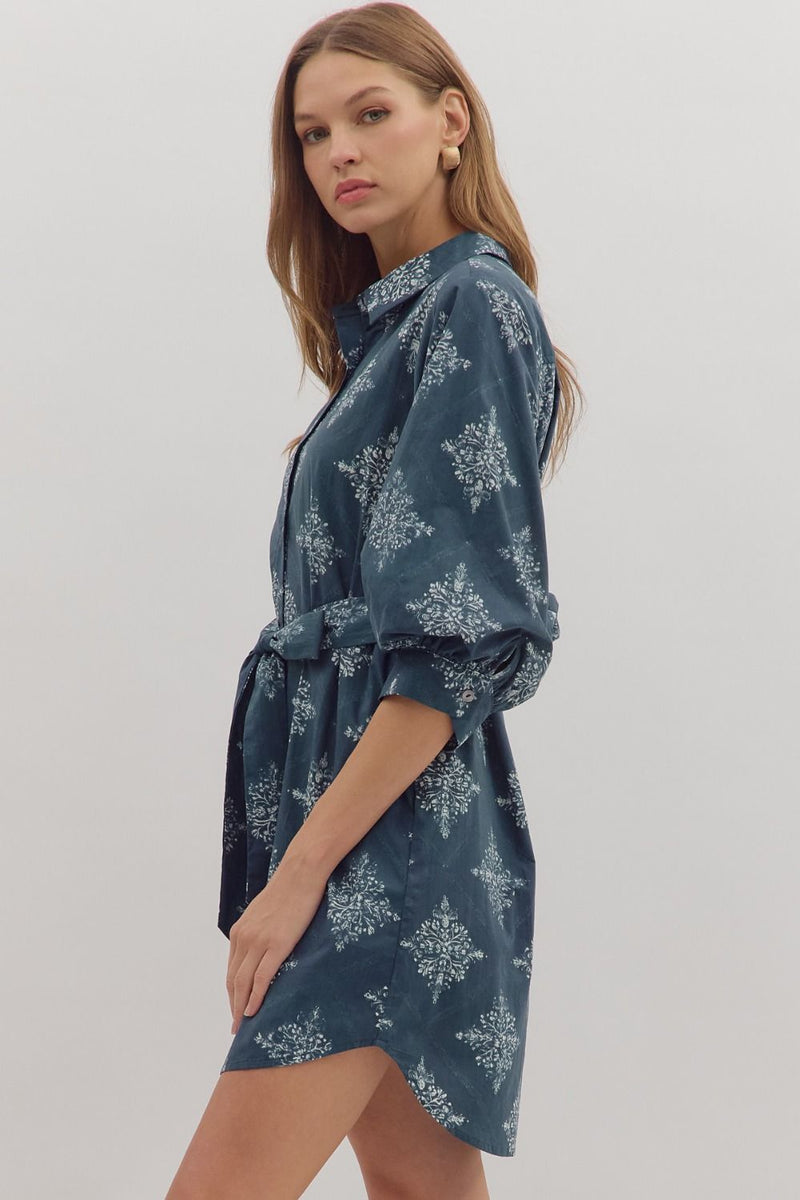 Lollie Tie Front Dress - Navy
