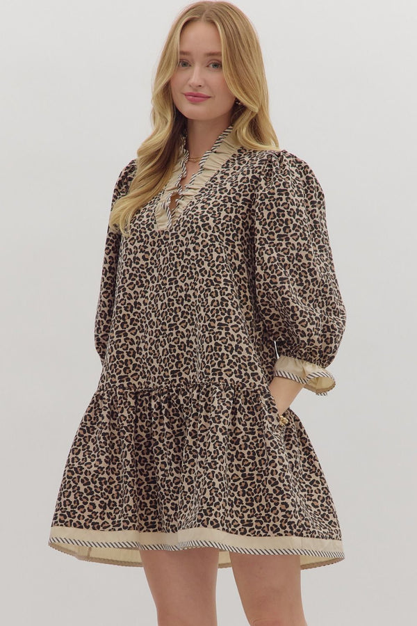 Marina Leopard Dress - Mocha