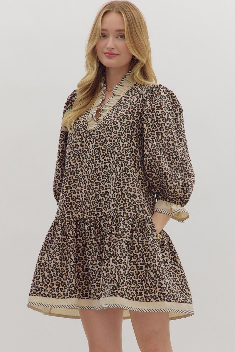 Marina Leopard Dress - Mocha