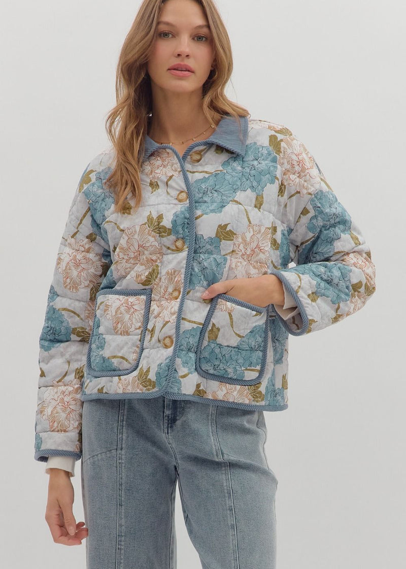 Carolina Quilted Jacket - Blue Grey