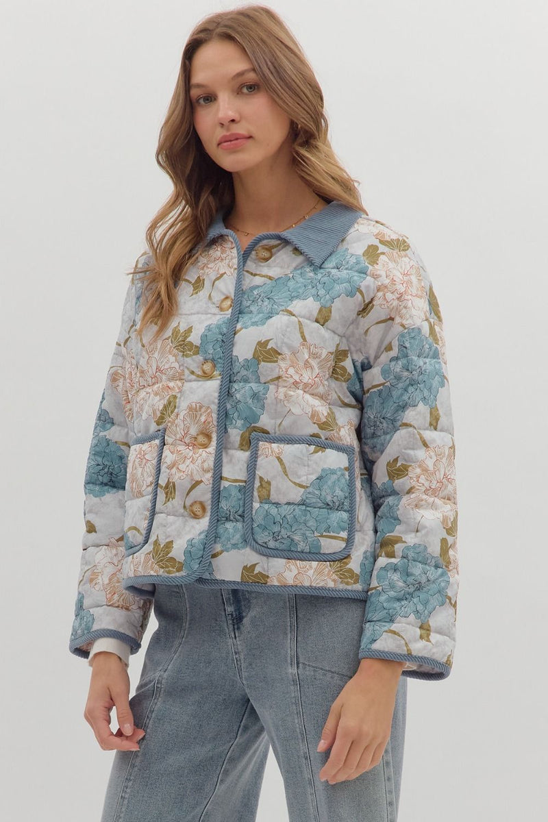 Carolina Quilted Jacket - Blue Grey